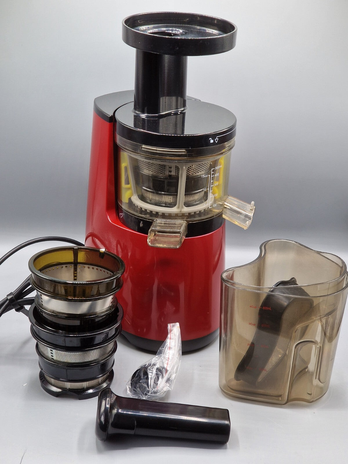 BioChef Atlas Slow Juicer - 150 Watt Motor / 60 U/Min, kompakt, leise, Rot